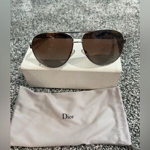 Dior Women's Silver and Brown Aviator Sunglasses